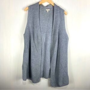Talbots 100%‎ Cotton Crochet Knit Sleeveless Fall Sweater Vest Gray Size Medium
